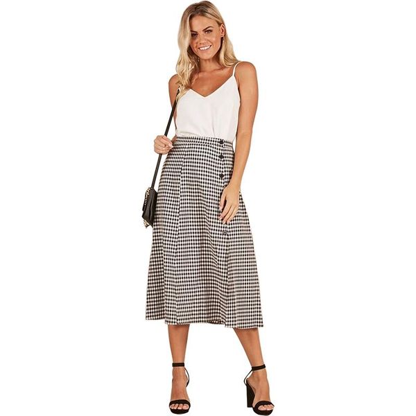 

skirts 2021 summer skirt with black and white plaid casual vestidos s-xl