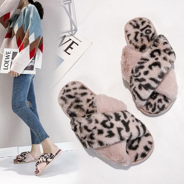 

pcs women's cross strap soft plush wool slippers house indoor or outdoor cotton mop open-toed shoes warm fashion, Black
