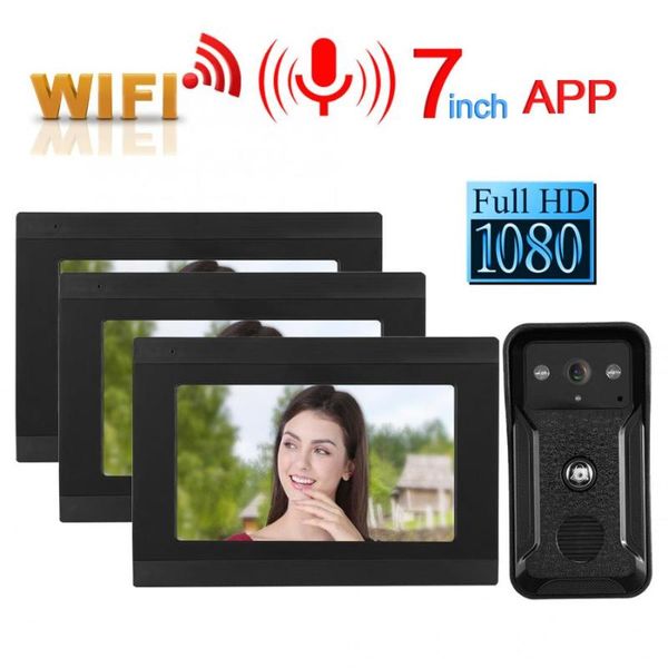 

doorbells 7in wired wifi 3 monitors 1080p hd video doorbell doorphone night vision camera 100-240v