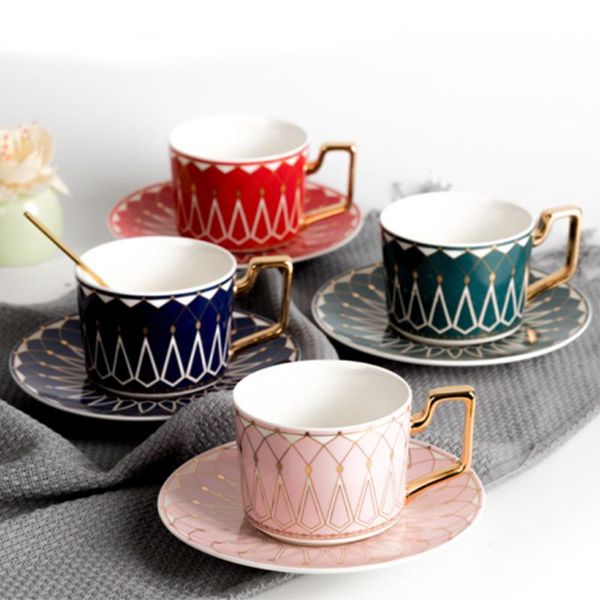 

mugs ceramic cup bone china european style coffee saucer spoon flower tea mug gift
