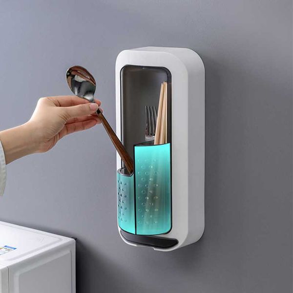 

kitchen storage & organization modern and simple non-perforating, draining oil-proof rotating chopstick cage