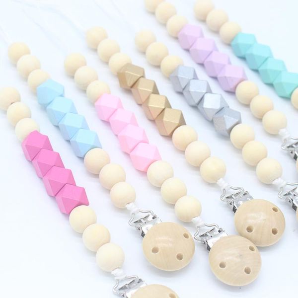 

pacifiers# wood pacifier clip wooden bead dummy holder cute clips soother chains baby teething toy for chew