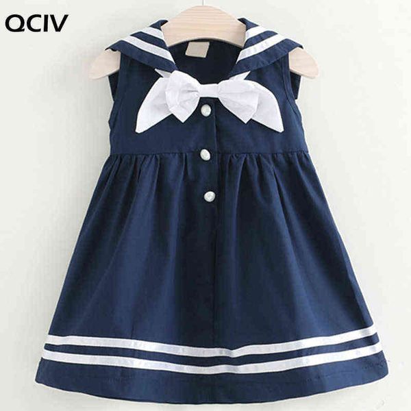 Neue Mädchen College Kleid Sommer Matrosenanzug Taste Dekoration Mädchen Kinder Kleid Bogen Baby Mädchen Kleid 3 5 7 Jahre studenten Kleidung G1215