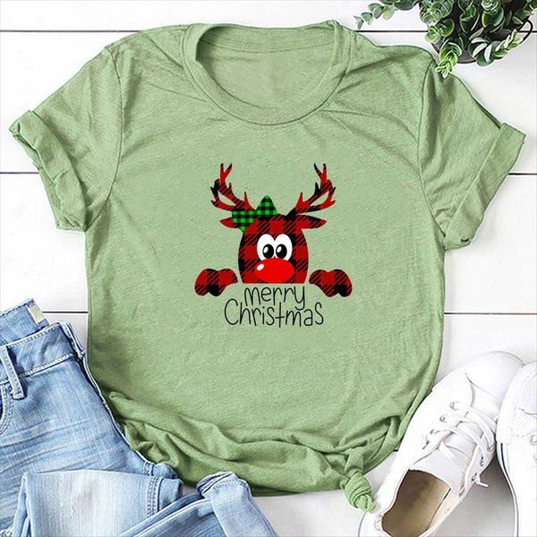 

funny family christmas crewneck womens t shirts sleeve short lovely red deer head printing autumn, White