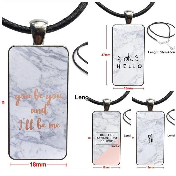 

pendant necklaces queen dream marble cute letter cool glass necklace handmade half rectangle for girls, Silver