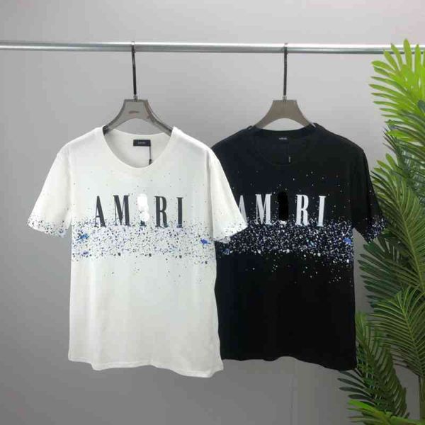 

2022 a miri fashion brand for men and women star letter printed t-shirt cotton versatile pullover with 655465, White;black