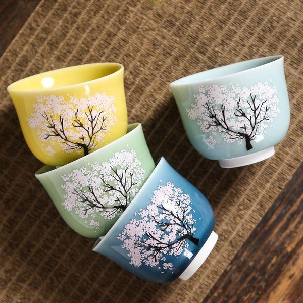 

cups & saucers creative magic color changed teacup water temperature changing ceramic tea cup flower display set