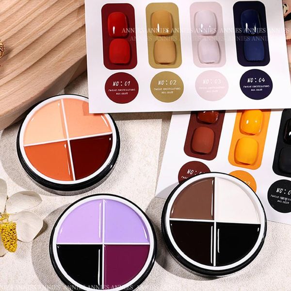 

nail gel 4 colors solid cream polish high pigmented varnish uv led base art manicure for home salon, Red;pink