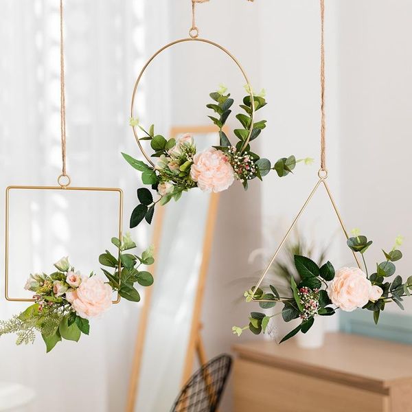 

decorative flowers & wreaths nordic creative wall hangings garland iron rope pendant artificial flower for home decoration silk hanging pot