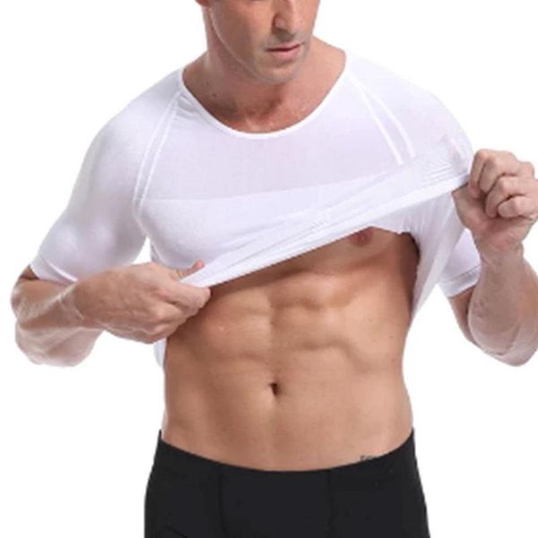 

men shaping vest body shaper slimming fat burning trainer shirt tummy waist sweat corset elastic shaperwear x3e5 men's t-shirts, White;black