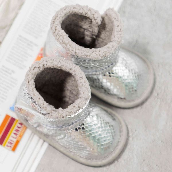 

walkers sneakers winter fashion silver flash thickened warm toddler shoes non slip silicone soft sole baby