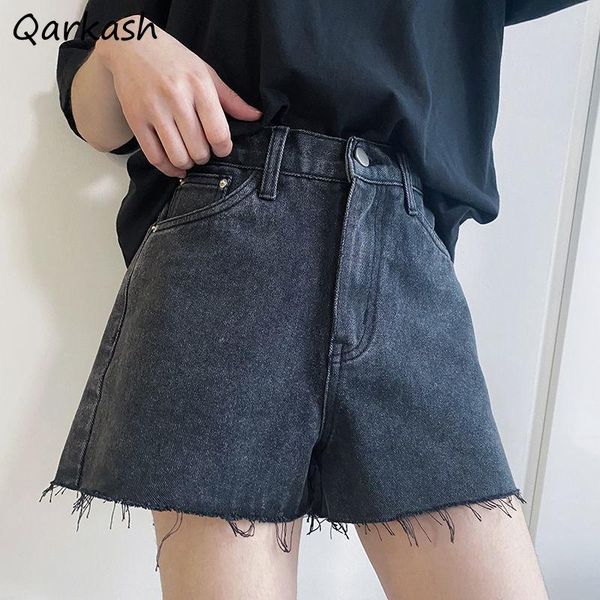 

women's shorts women pockets korean style leisure solid ladies high waist casual summer ins streetwear all-match trendy simple, White;black