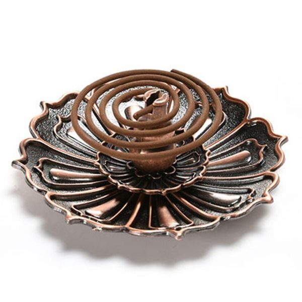 

fragrance lamps vintage alloy exquisite accessories decorations incense stick holder censer plate 9 holes home lotus shape gift unique
