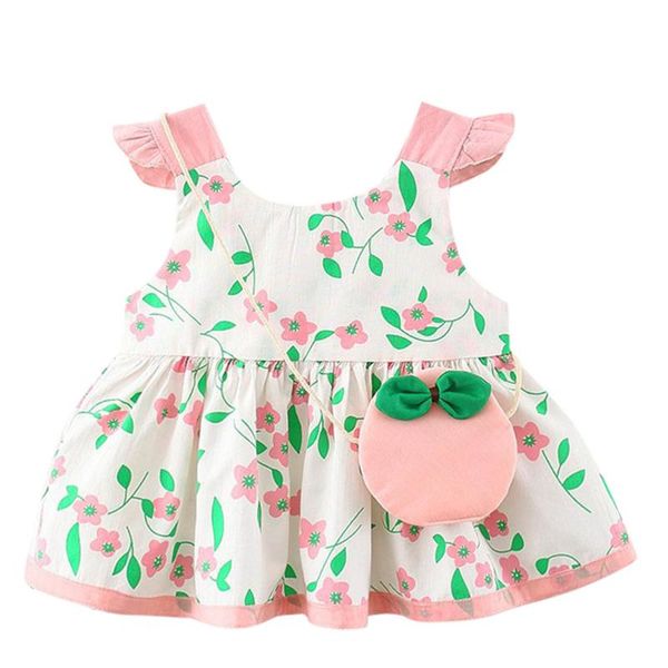 

girl's dresses 12m-3t toddler baby kids girls ruched floral flowers printing kawaii fashion pattern summer princess dress for, Red;yellow