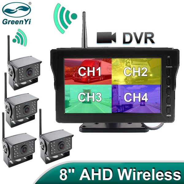 

car video greenyi 8" ahd wireless 1280x720 dvr monitor night vision reverse backup recorder wifi high definition camera for truck bus