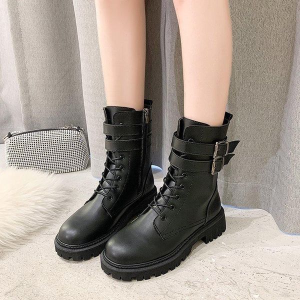 

boots autumn winter short women's thick-bottomed muffin shoes casual locomotive, Black