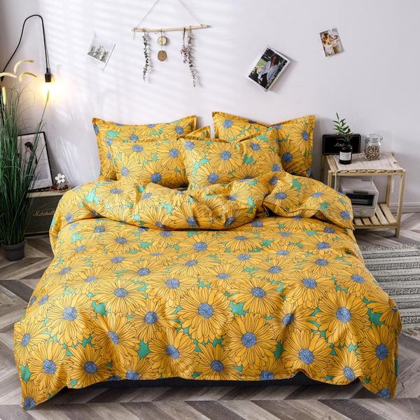 

bedding sets chinese sunflower comforter set king  full home textile duvet cover sheet pillowcase beds washed cotton