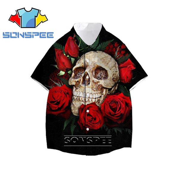 

men's casual shirts sonspee 3d print rose flower plant hawaiian harajuku shirt men women fashion hiphop tropical beach short sleeves, White;black