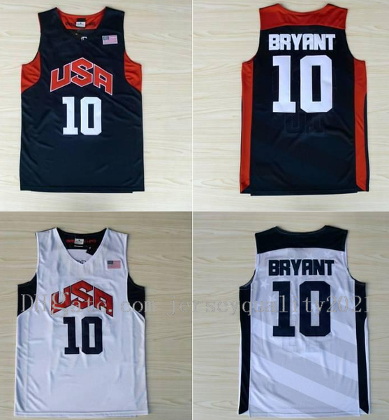 

professional stitched basketball jersey 10 bryant usa dream team jersey stitched blue white short sleeve nti-pilling shirt breathable s, Black