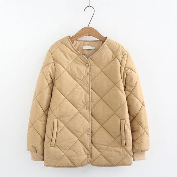 

women's trench coats simple cotton jacket korean version thin and light down long-sleeved large size coat female, Tan;black