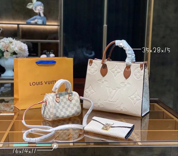 

sell well fashion woman shoulder bags three-piece totes handbag genuine leather classic pattern design super large capacity gifts by dqbag 9