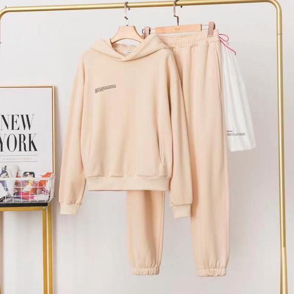 

women's two piece pants 100% cotton lightweight hooded sweatshirts hoodies track joggers women tracksuits female casual streetwear, White