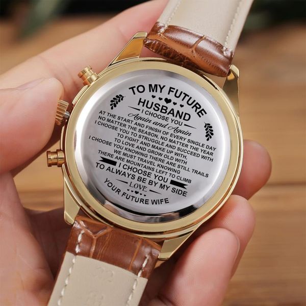

wristwatches to my husband-i am proud be your wife engraved watch men luxury watches birthday holiday anniversary christmas gifts, Slivery;brown