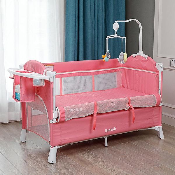 

baby cribs multifunctional crib foldable bed with diaper table cradle rocker kid game portable for 0-6years kids