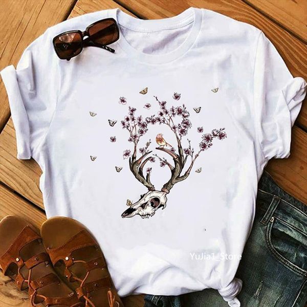 

retro skeleton bird butterflies mens t shirt and women print womens summer female white camisetas geek tee halloween tshirts, White;black