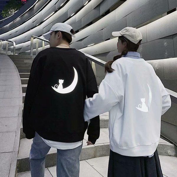 

men's hoodies & sweatshirts couple reflective hoodie streetwear men hip hop oversized sweatshirt black casual spring autumn japan cart