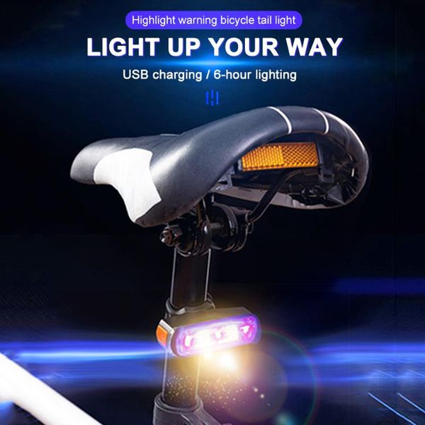 

bike lights bicycle colorful tail light 4-gear usb rechargeable taillight bright night riding rear safety warning lamps