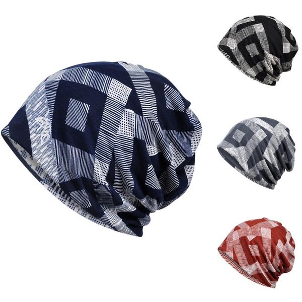 

beanies spring summer men women's slouchy beanie geometric pattern hat knitted cap female male turban gorros bone