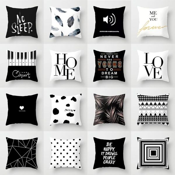 

pillow case black/white geometric hug pillowcase living room square home decoration fashion decorative