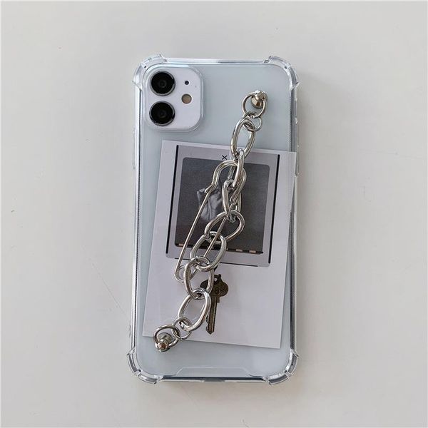 

card holders phone case xsmax female 8 super cool heavy metal chain xr suitable for apple 11pro paper clip 12mini mobile, Brown;gray