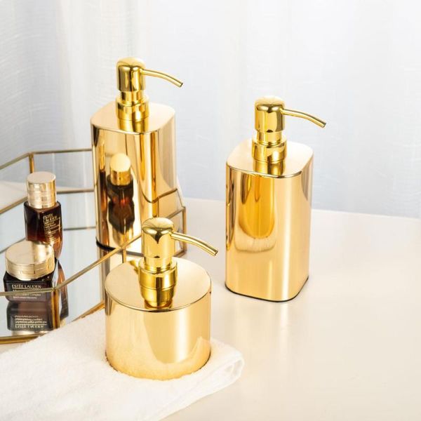 

liquid soap dispenser 1pcs 304 stainless steel gold-plated lotion bottle household toilet bathroom shower gel sub-bottle