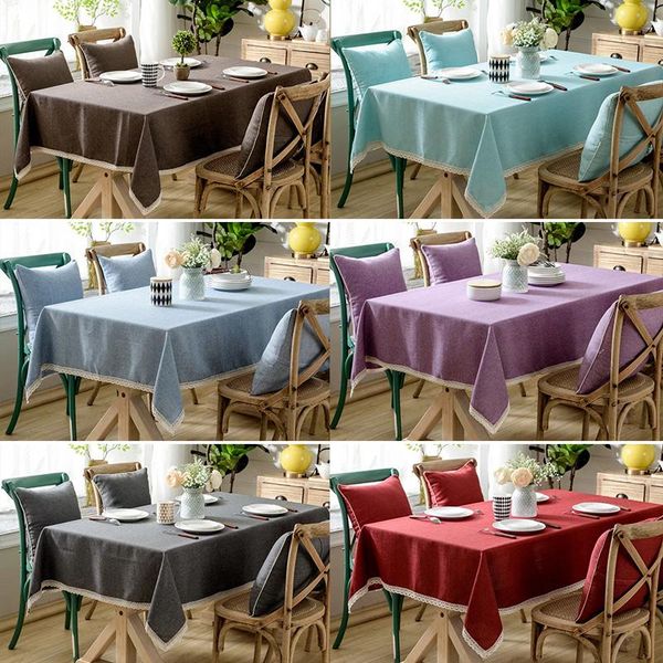 

table cloth rectangular wedding decoration linen tablecloth with embroidery for home fabric party 8 colors