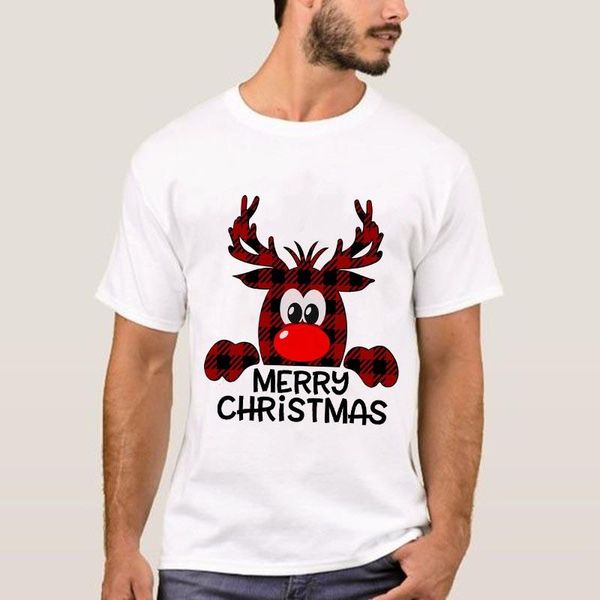 

men's t-shirts merry christmas deer print t shirt fashion white mens party short sleeve casual streetwear tees, White;black