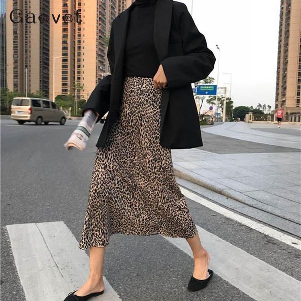 

skirts gaovot women leopard skirt midi fashionable plus size winter autumn 2021 high waist vintage a kine ladies, Black
