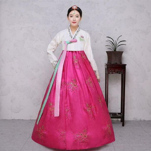 

ethnic clothing women hanbok dress korean traditional dresses national costumes kimono size s-xl modern, Red