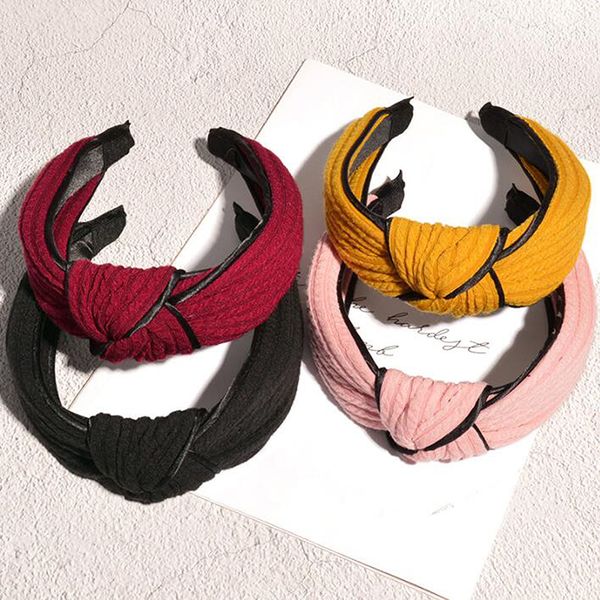 

fashion hair accessories center knot knitted headbands for women solid color casual hairband headwear, Silver