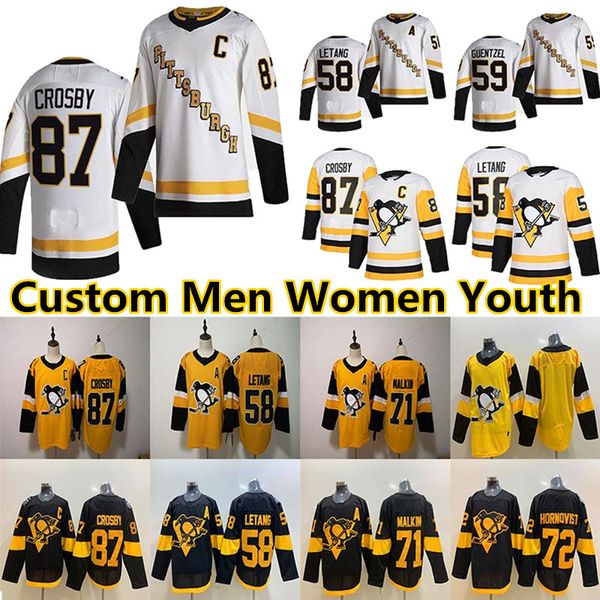 

sidney crosby jersey pittsburgh penguins 2021 2022 reverse retro lemieux 71 evgeni malkin 58 letang 59 jake guentzel casey desmith murray je, Black;red