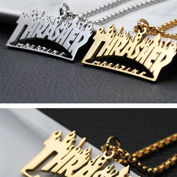 

pendant necklaces accessories jewelry on the neck flame letter necklace mens stainless steel wholesale gift for man chain's punk, Silver