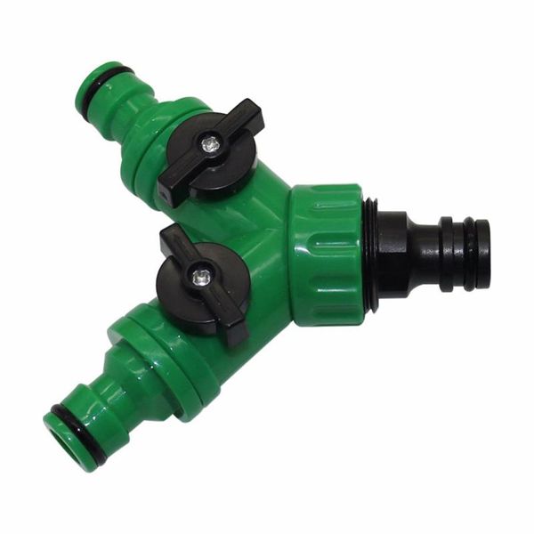 

watering equipments 2-way garden tap splitter female thread y shape connector nipple joint quick coupling drip irrigation system