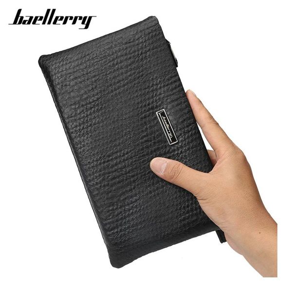 

wallets baellerry brand designer large capacity men clutch wallet black pu leather card holder business purse man handbag wristlet bag, Red;black