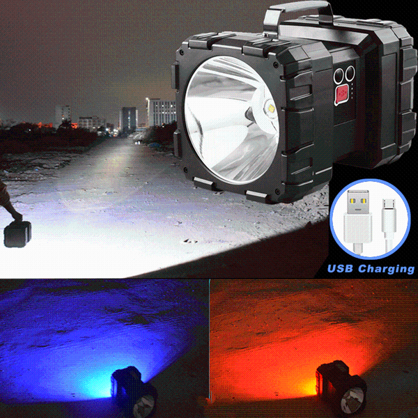 

bright p70 outdoor searchlight waterproof 7 lighting mode led torch red white blue three light sources usb charging portable lant lanterns