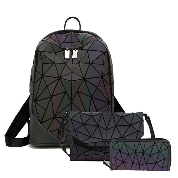 

outdoor bags backpack women luminous geometric plaid backpacks for teenage girls bagpack bag holographic men school mochila sac