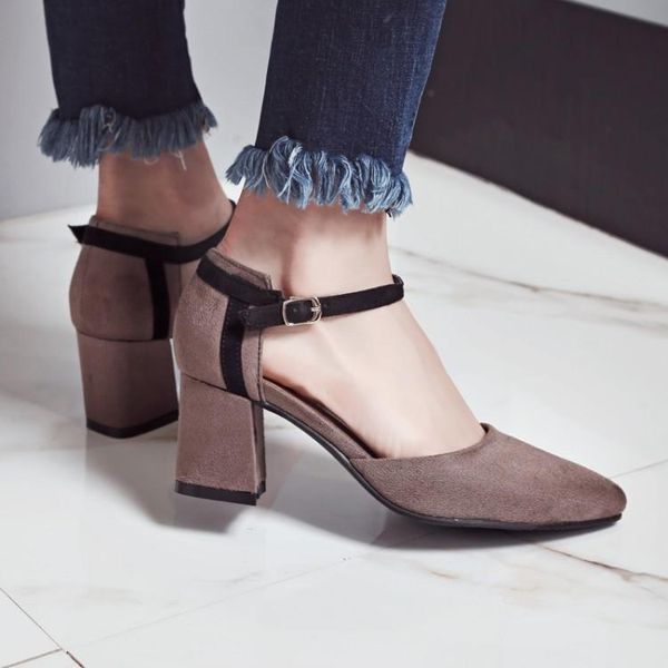 

oversized high heels sandals women shoes woman summer ladies tip-tipped with hollow buttons and thick, Black