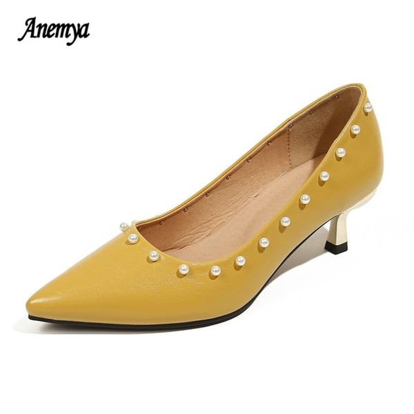 

dress shoes 2021 luxury women 5cm high heels pumps office ladies designer white yellow pointed toe prom stiletto party 41, Black