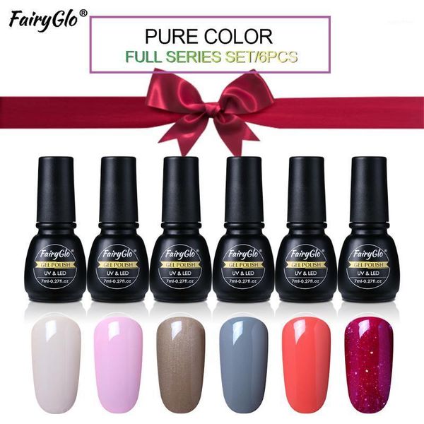 

fairyglo 6pcs/box nail gel set uv pure color polish kit hybrid varnish paint gellak lucky lacquer stamping ink glue1, Red;pink