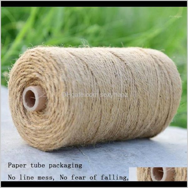 Fio 23456 mm 100 m linho cords natural juta seca twine corda embalagem cadeia diy home decor festa presentes decoração de decoração1 st5g nib28